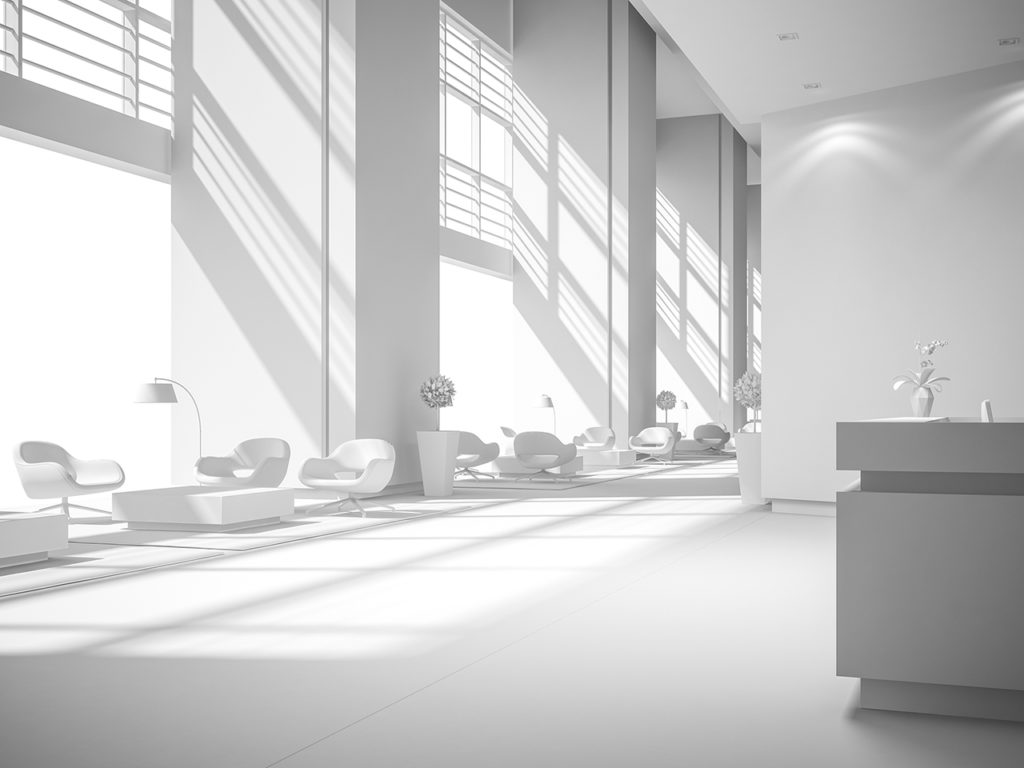 white interior design 3D render