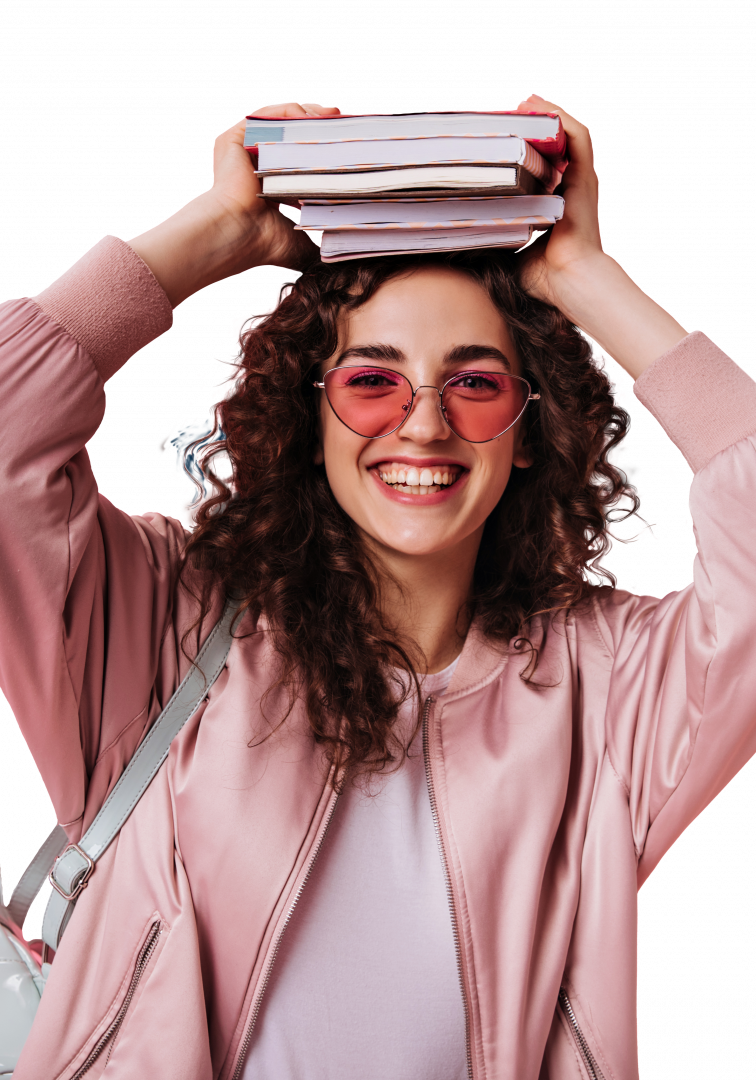 teenage-woman-pink-outfit-posing-with-books